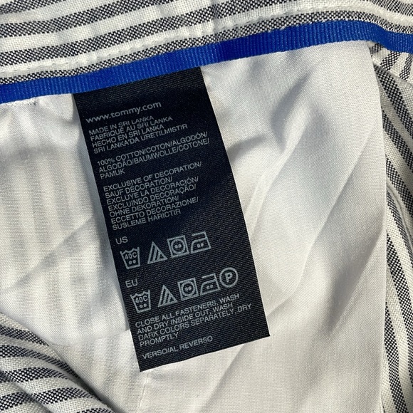 Tommy Hilfiger Preppy Striped Skirt Button Up Navy Blue White 100% Cotton - Picture 7 of 7